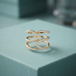 0.70 Ct Round Cut Moissanite Crossover Pavé Ring