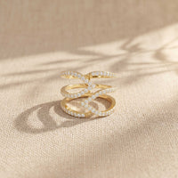 0.70 Ct Round Cut Moissanite Crossover Pavé Ring