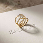 0.70 Ct Round Cut Moissanite Crossover Pavé Ring