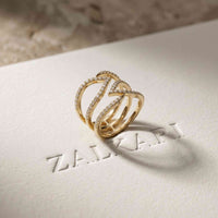 0.70 Ct Round Cut Moissanite Crossover Pavé Ring