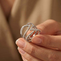 0.70 Ct Round Cut Moissanite Crossover Pavé Ring