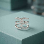 0.70 Ct Round Cut Moissanite Crossover Pavé Ring