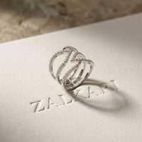 0.70 Ct Round Cut Moissanite Crossover Pavé Ring