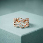 0.70 Ct Round Cut Moissanite Criss Cross Ring