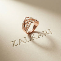0.70 Ct Round Cut Moissanite Criss Cross Ring