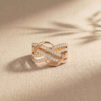 0.70 Ct Round Cut Moissanite Criss Cross Ring