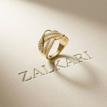 0.70 Ct Round Cut Moissanite Criss Cross Ring