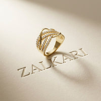 0.70 Ct Round Cut Moissanite Criss Cross Ring