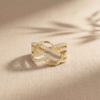 0.70 Ct Round Cut Moissanite Criss Cross Ring