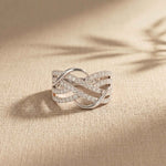0.70 Ct Round Cut Moissanite Criss Cross Ring