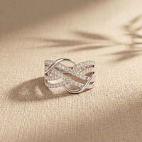 0.70 Ct Round Cut Moissanite Criss Cross Ring