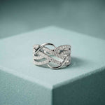 0.70 Ct Round Cut Moissanite Criss Cross Ring