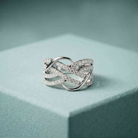 0.70 Ct Round Cut Moissanite Criss Cross Ring