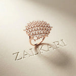 0.90 Ct Round Cut Moissanite Floral Statement Ring