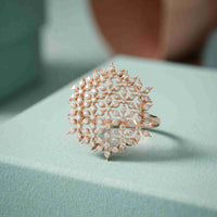 0.90 Ct Round Cut Moissanite Floral Statement Ring