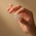0.90 Ct Round Cut Moissanite Floral Statement Ring