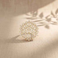 0.90 Ct Round Cut Moissanite Floral Statement Ring