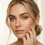 0.90 Ct Round Cut Moissanite Floral Statement Ring