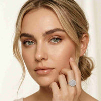 0.90 Ct Round Cut Moissanite Floral Statement Ring