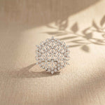 0.90 Ct Round Cut Moissanite Floral Statement Ring
