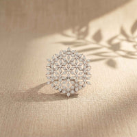 0.90 Ct Round Cut Moissanite Floral Statement Ring