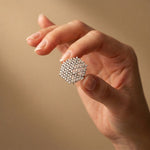 0.90 Ct Round Cut Moissanite Floral Statement Ring