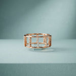 0.35 Ct Round Cut Moissanite Open Gallery Eternity Band Ring