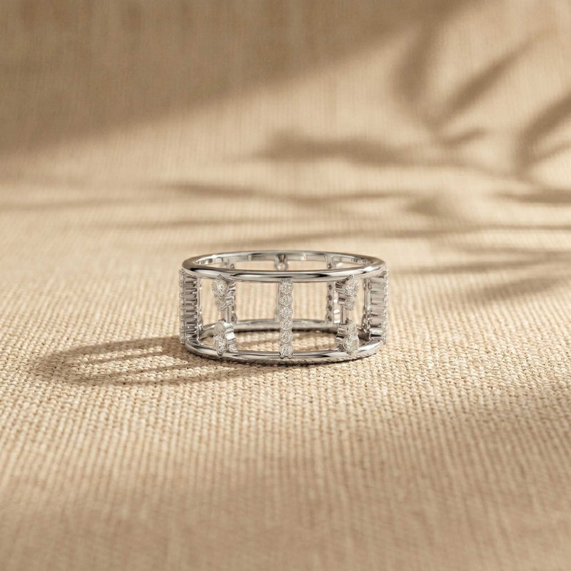 0.35 Ct Round Cut Moissanite Open Gallery Eternity Band Ring