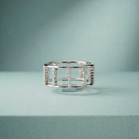 0.35 Ct Round Cut Moissanite Open Gallery Eternity Band Ring
