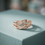 0.20 Ct Round Cut Moissanite Criss Cross Shank Ring