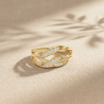 0.20 Ct Round Cut Moissanite Criss Cross Shank Ring