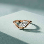 0.87 Ct Marquise Cut Moissanite Curved Shank Ring