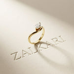 0.87 Ct Marquise Cut Moissanite Curved Shank Ring