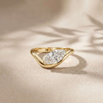 0.87 Ct Marquise Cut Moissanite Curved Shank Ring