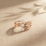 0.35 Ct Round Cut Moissanite Wave Style Ring
