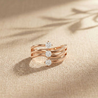 0.35 Ct Round Cut Moissanite Wave Style Ring