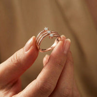 0.35 Ct Round Cut Moissanite Wave Style Ring