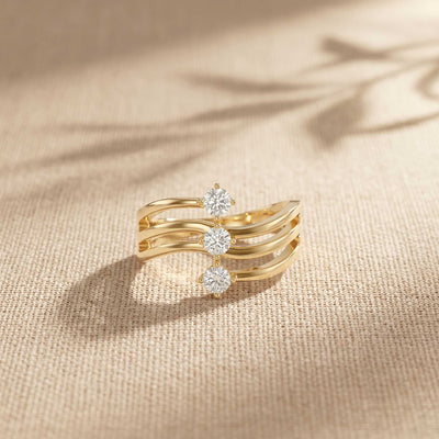 0.35 Ct Round Cut Moissanite Wave Style Ring