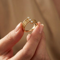 0.35 Ct Round Cut Moissanite Wave Style Ring