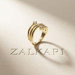 0.35 Ct Round Cut Moissanite Wave Style Ring