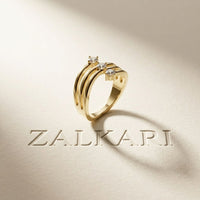 0.35 Ct Round Cut Moissanite Wave Style Ring