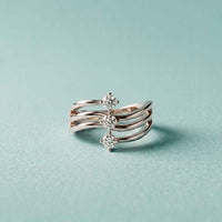 0.35 Ct Round Cut Moissanite Wave Style Ring