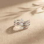 0.35 Ct Round Cut Moissanite Wave Style Ring