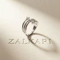 0.35 Ct Round Cut Moissanite Wave Style Ring