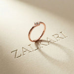 0.07 Ct Round Cut Moissanite Slim Minimal Ring
