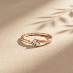 0.07 Ct Round Cut Moissanite Slim Minimal Ring