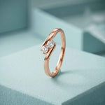 0.07 Ct Round Cut Moissanite Slim Minimal Ring