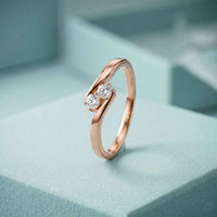 0.07 Ct Round Cut Moissanite Slim Minimal Ring