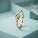 0.07 Ct Round Cut Moissanite Slim Minimal Ring