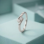0.07 Ct Round Cut Moissanite Slim Minimal Ring